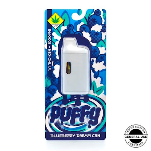 Photograph of product: Blueberry Dream 1:1 CBN Puffy Distillate Disposable | 1g (DOH)