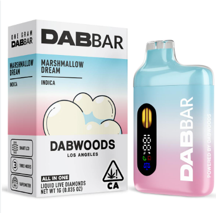 Photograph of product: Dabwoods l Marshmallow Dream Liquid Diamonds Dab Bar Disposable l 1g