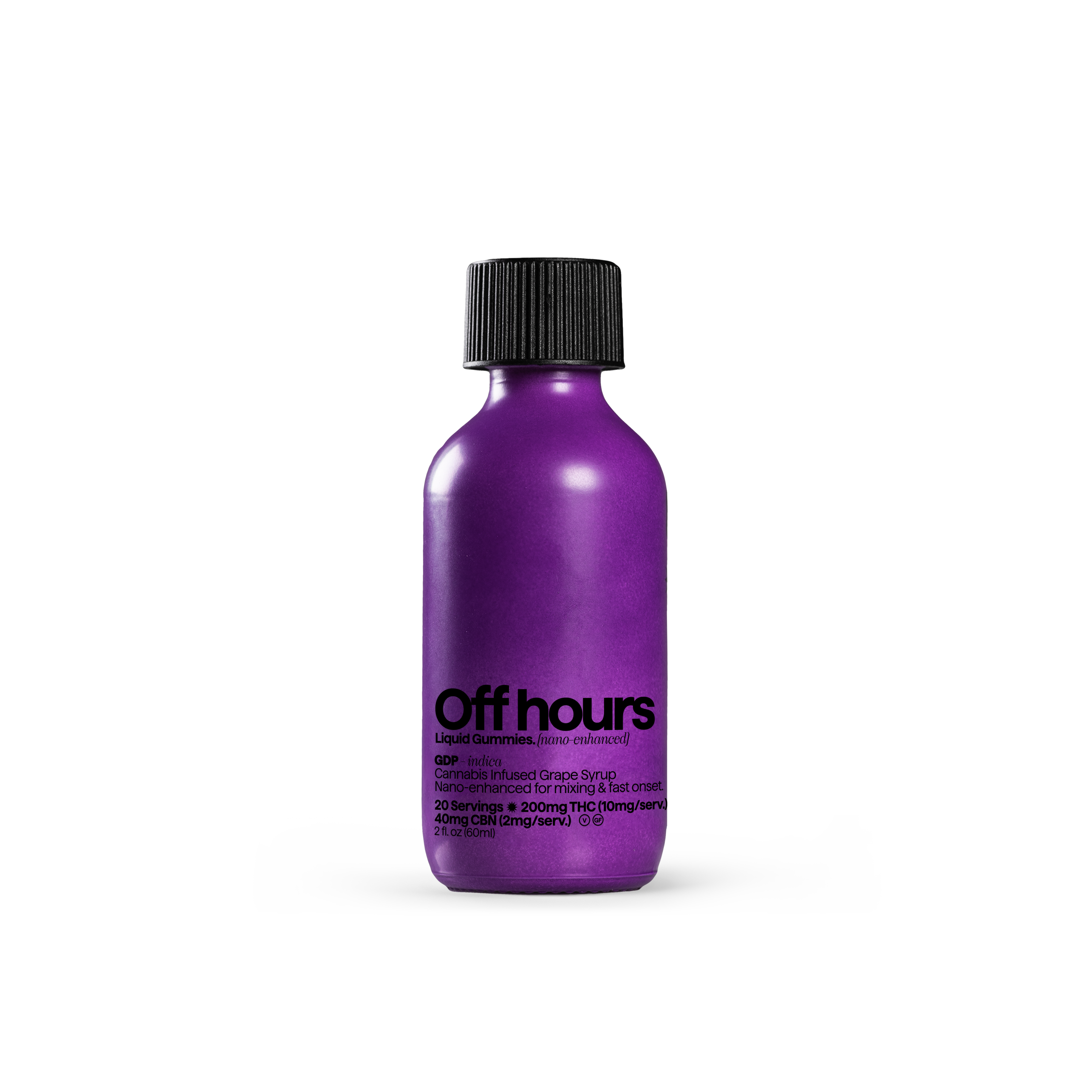 Photograph of product: Off Hours 60ml Liquid Gummies GDP-Oui'd 200mgTH-oui 40mg CBN (20 servings)