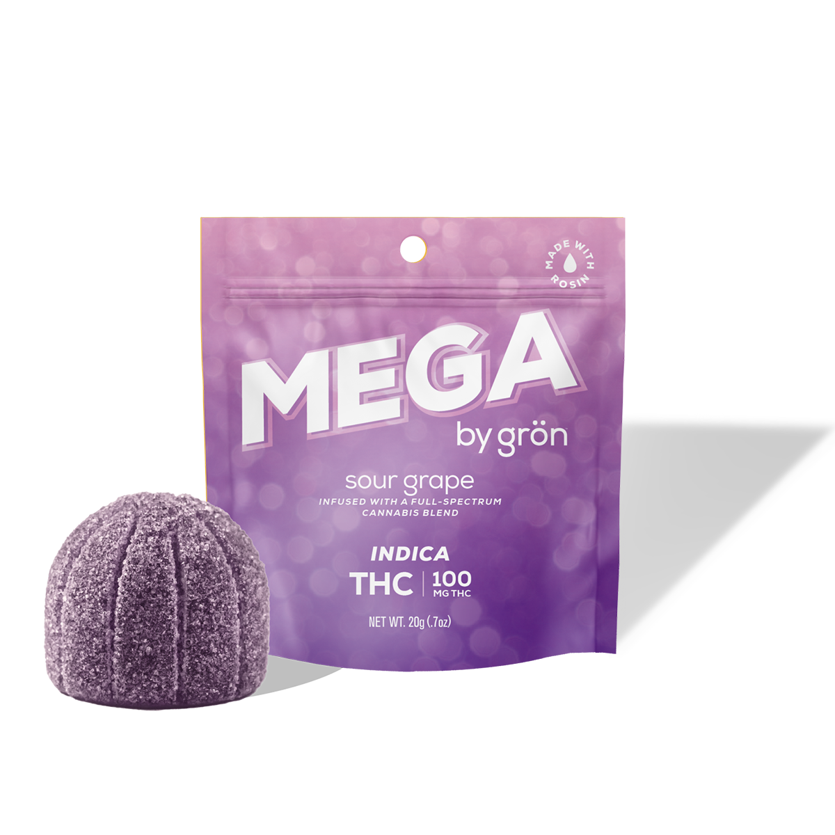 Photograph of product: GRON Gummies 100mg: Sour Grape 1pc