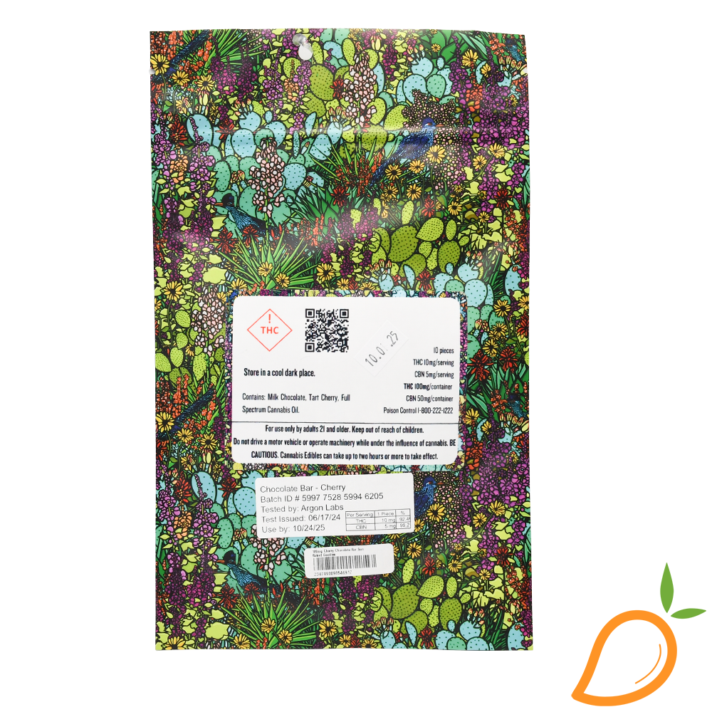 Photograph of product: 100mg Cherry Chocolate Bar Sun Baked Goodies