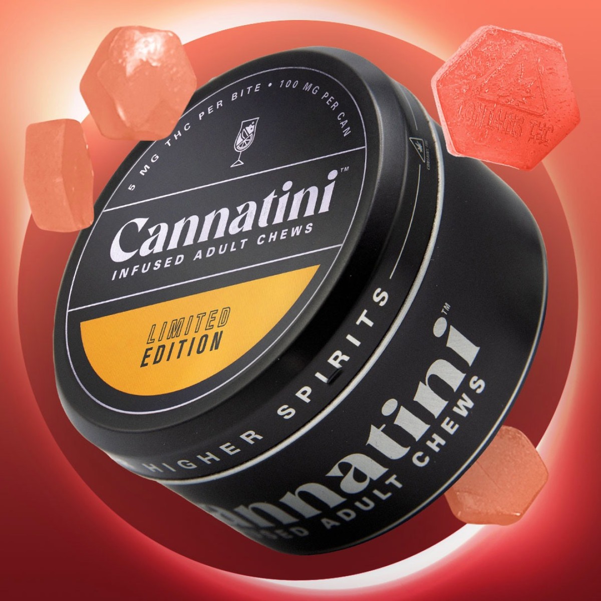 Photograph of product: Cannatini - Raspberry Watermelon Lemonade - 5mg RSO Gummies - Hybrid - 100mg