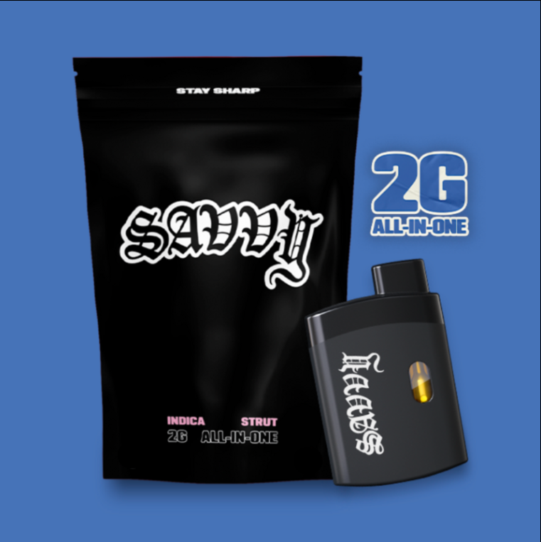 Photograph of product: SAVVY Strut AIO: Sour Bubble | 2g Disposable Vape (I) | 26048 | CTP