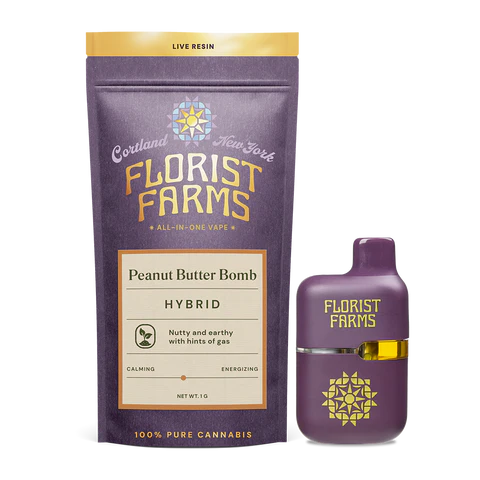 Photograph of product: Florist Farms - Peanut Butter Bomb - Live Resin AIO - 1g