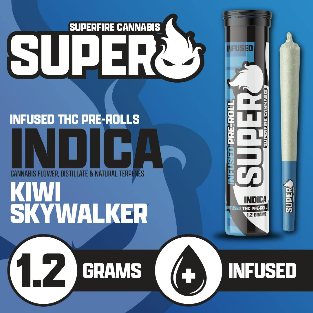 Photograph of product: SuperFire | Kiwi Skywalker Infused Preroll | 1.2g