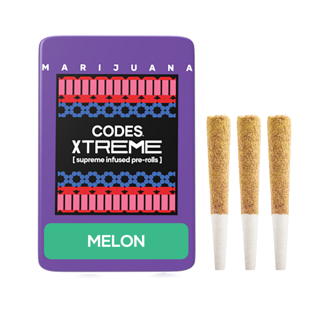 Photograph of product: Codes: Infused Pre-Roll Pack | Melon x Pez Sours ea | 3pk