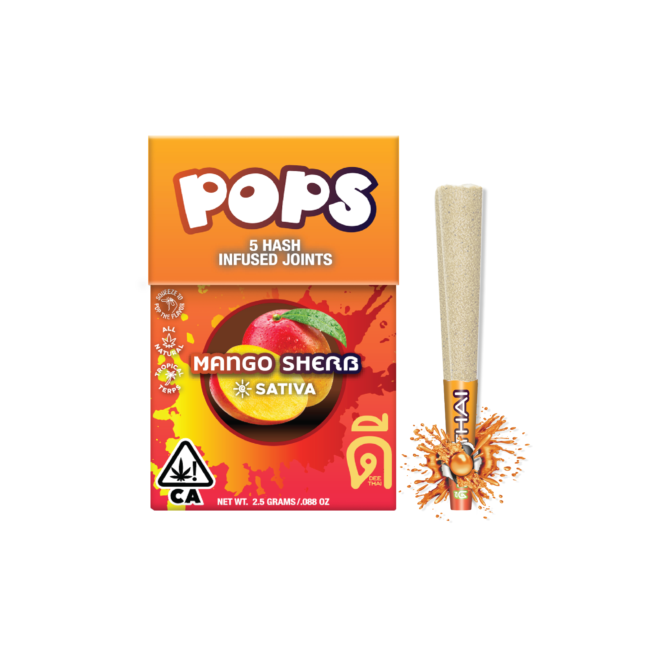 Photograph of product: Dee Thai *Pops* 2.5g 5pk Guava Gelato