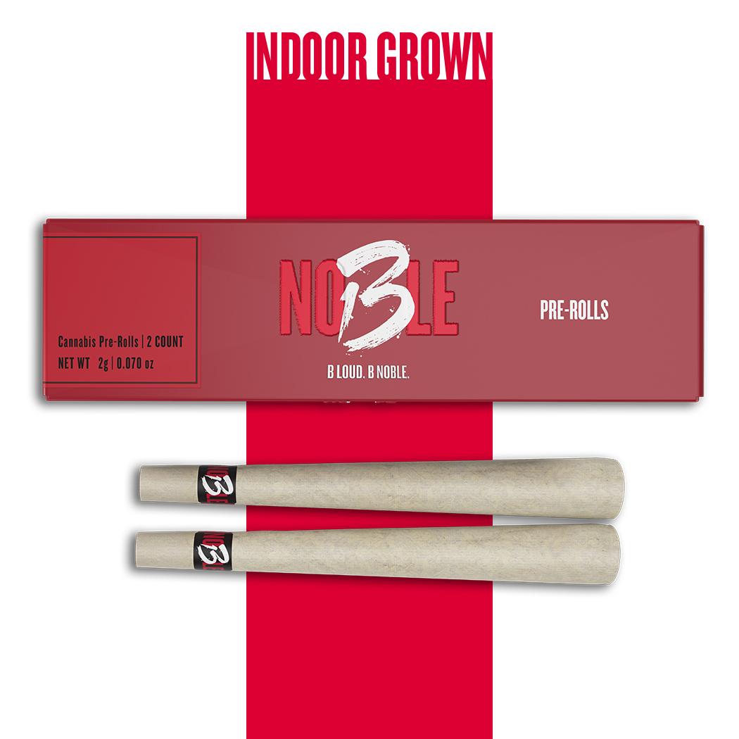 Photograph of product: B Noble Indoor PreRolls 2pk - Mimosa Kush Mints
