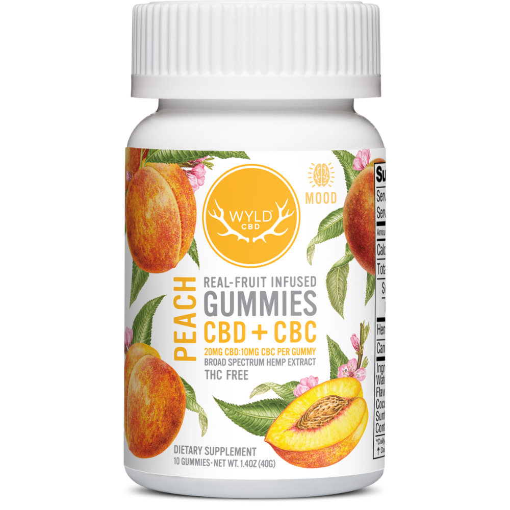 Photograph of product: Wyld CBD Hemp Gummies 200 MG Peach 2:1 (200 MG CBD/100 MG CBC)