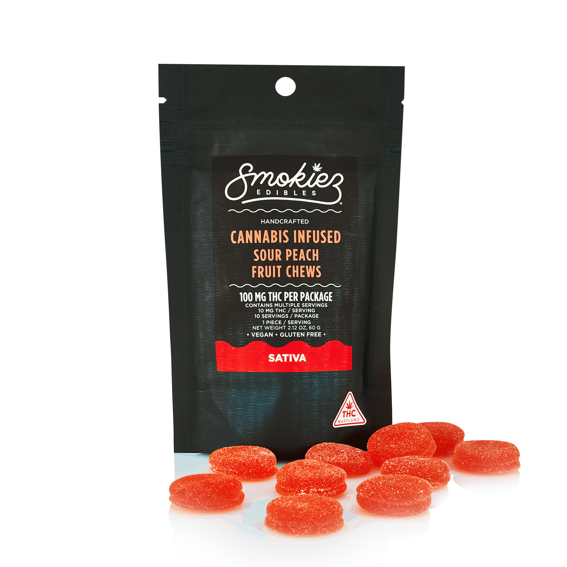 Photograph of product: Smokiez | Sour Peach Oui'd Fruit Chews | 10pk/100mg