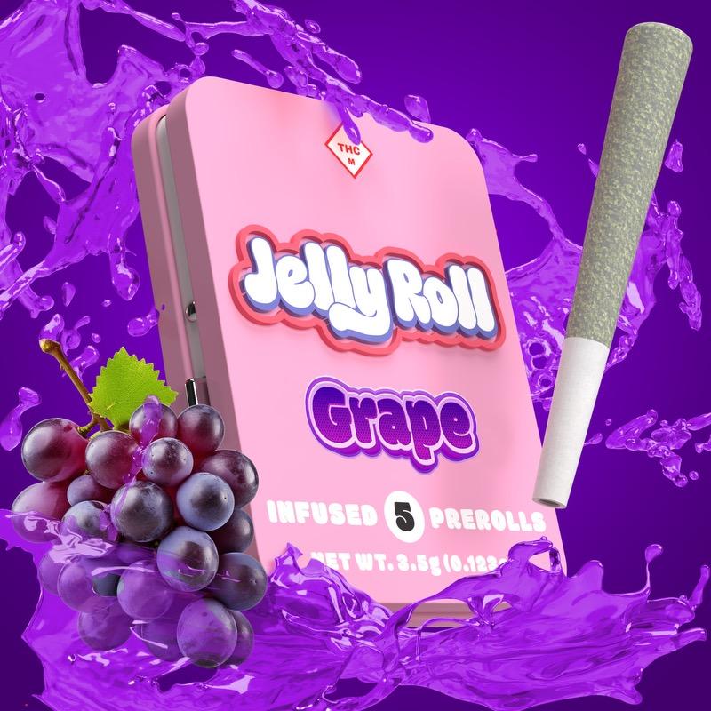 Photograph of product: Jelly Roll | 5pk 0.7g Infused Pre-Roll | Grape