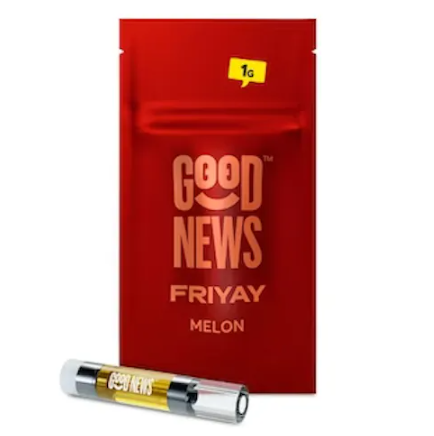 Photograph of product: Good News Friyay - Melon (S) 1g Distillate Cartridge