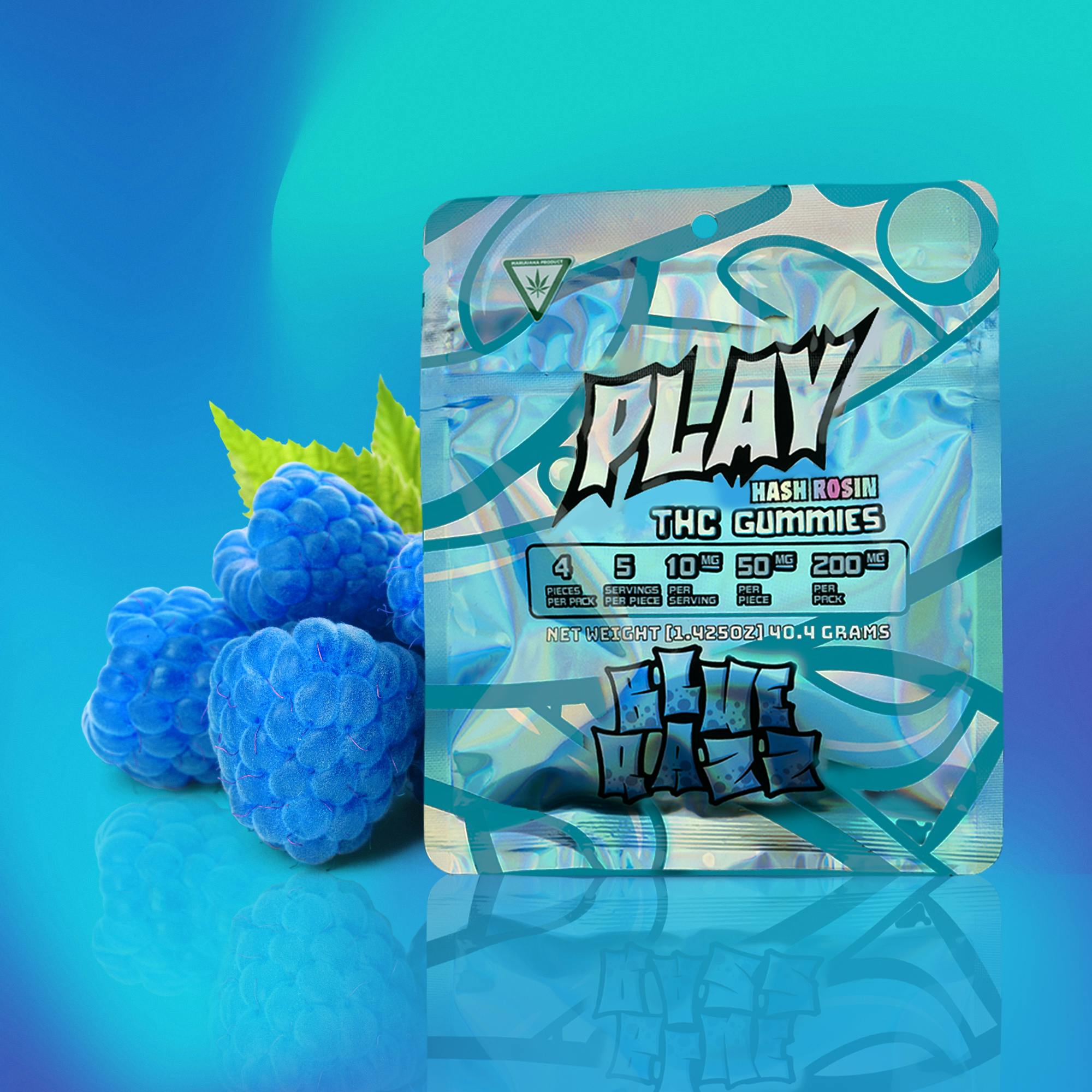 Photograph of product: PLAY - 200mg Gummies 4pc x 50mg - Blue Raspberry