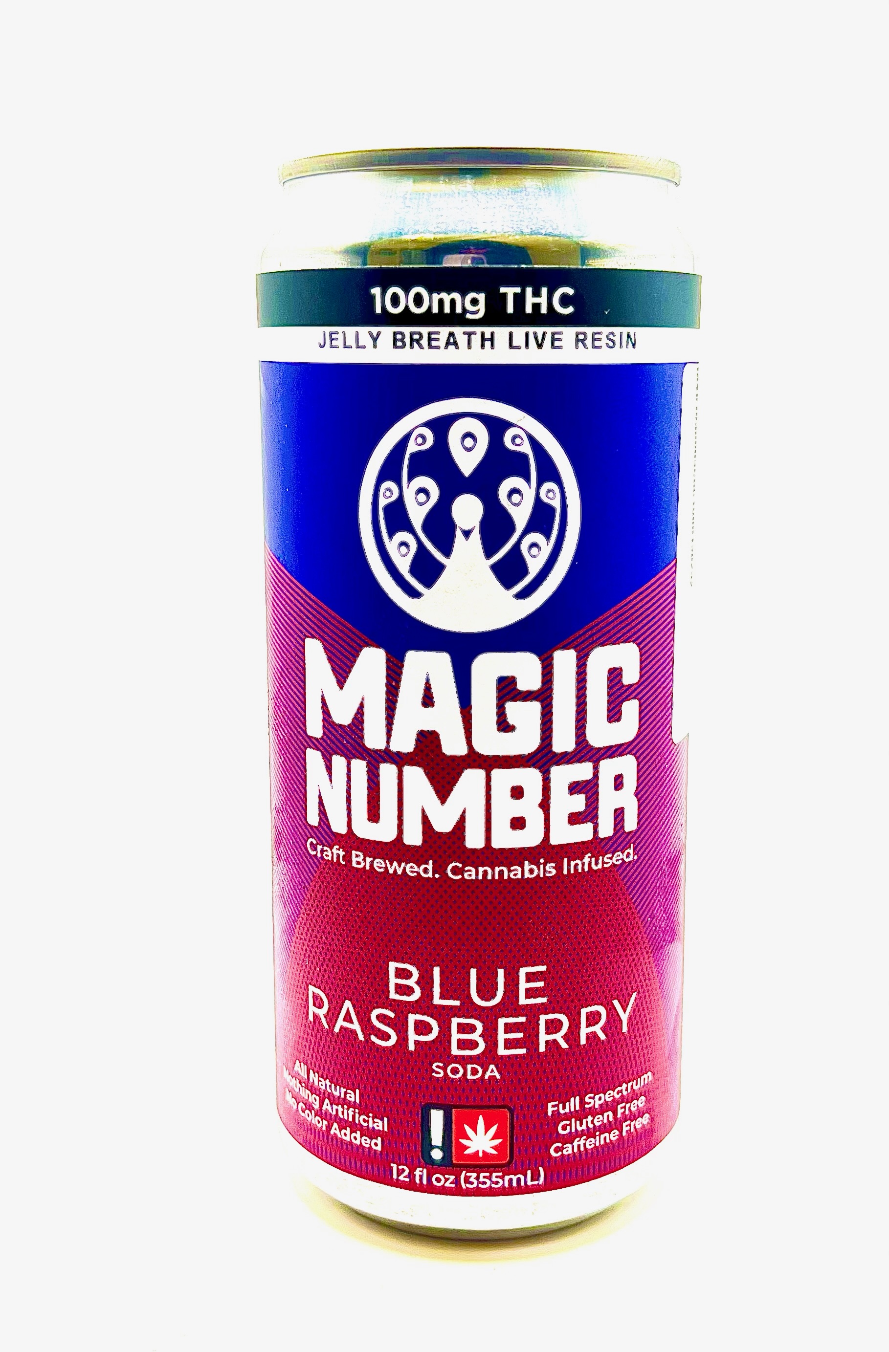 Photograph of product: Magic Number | Blue Raspberry | TH-oui | Live Resin | 100mg Infused Soda