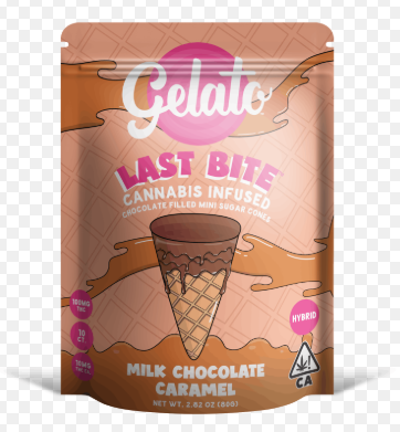 Photograph of product: Gelato Last Bite Milk Chocolate Caramel Hybrid Mini Cones 100MG