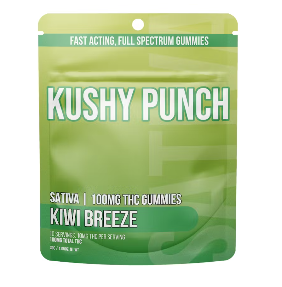 Photograph of product: Kushy Punch | Kiwi Breeze (Oui'd) | Gummies | 10pk | 100mg