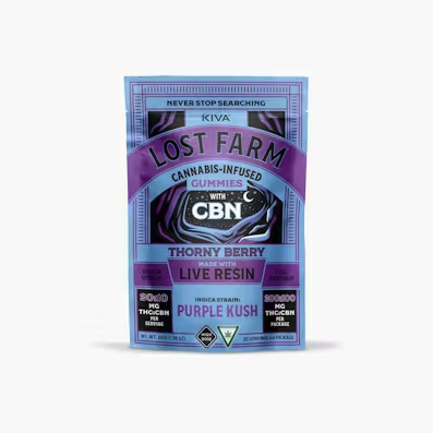 Photograph of product: Lost Farm 200mg Live Resin Gummies - Thorny Berry 2:1 (CBN:THC)
