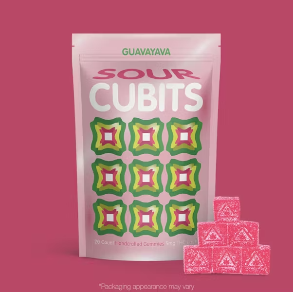 Photograph of product: Guavayava Sour Gummies | 100mg - Cubits