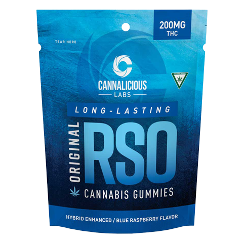 Photograph of Product: Blue Raspberry RSO Gummies - Hybrid (200mg THC, 10 Pack)