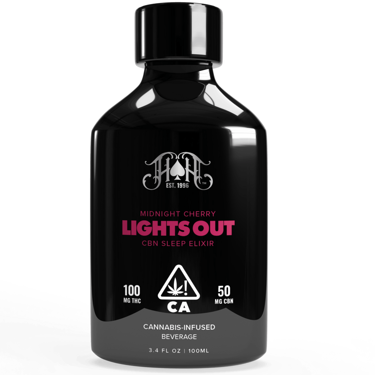 Photograph of product: Heavy Hitters: 100mg RTD: Lights Out Midnight Cherry Elixir Beverage