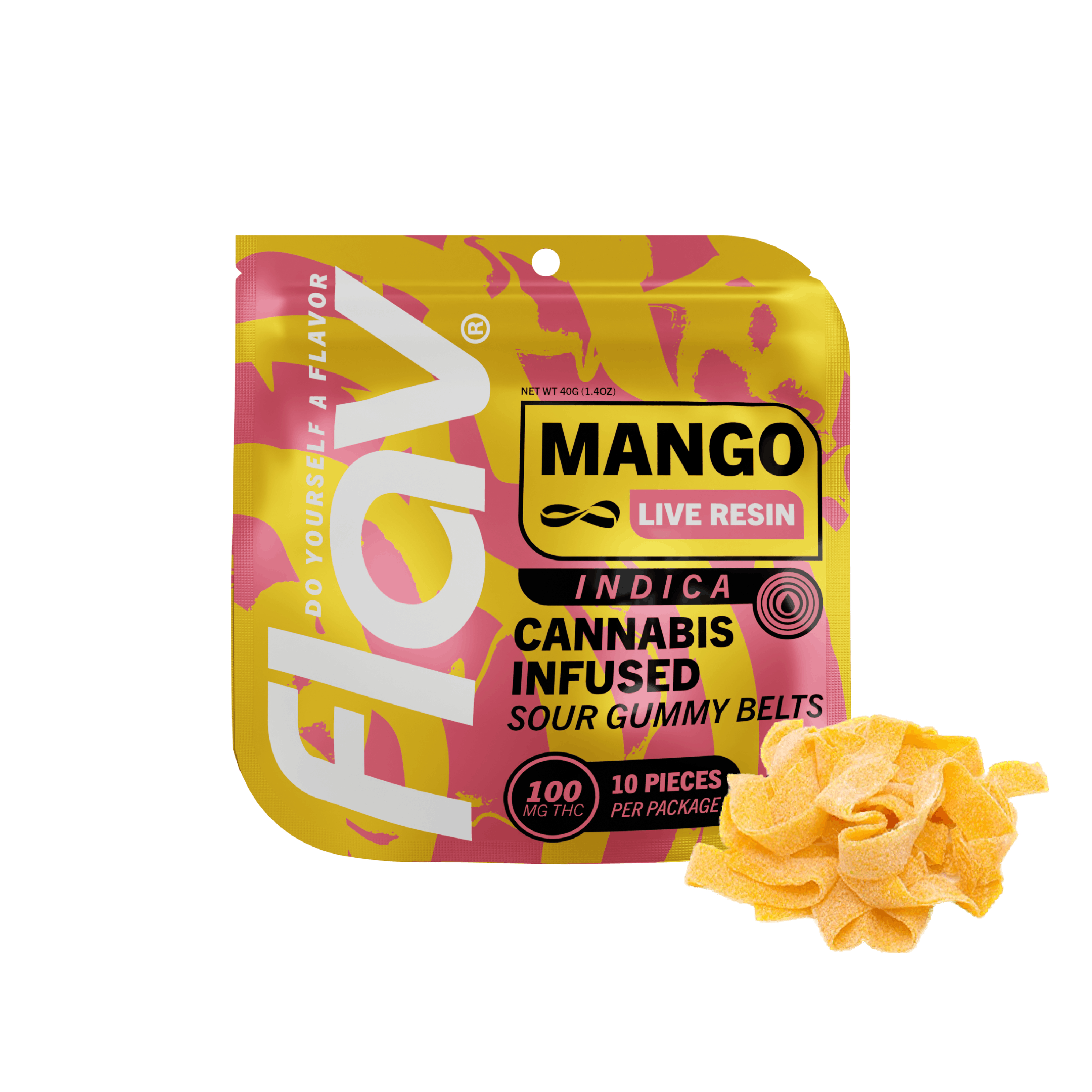 Photograph of product: Mango (I) Live Resin Belts 100mg [A26]