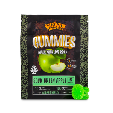 Photograph of product: SOUR GREEN APPLE 100MG LIVE RESIN INFUSED GUMMIES
