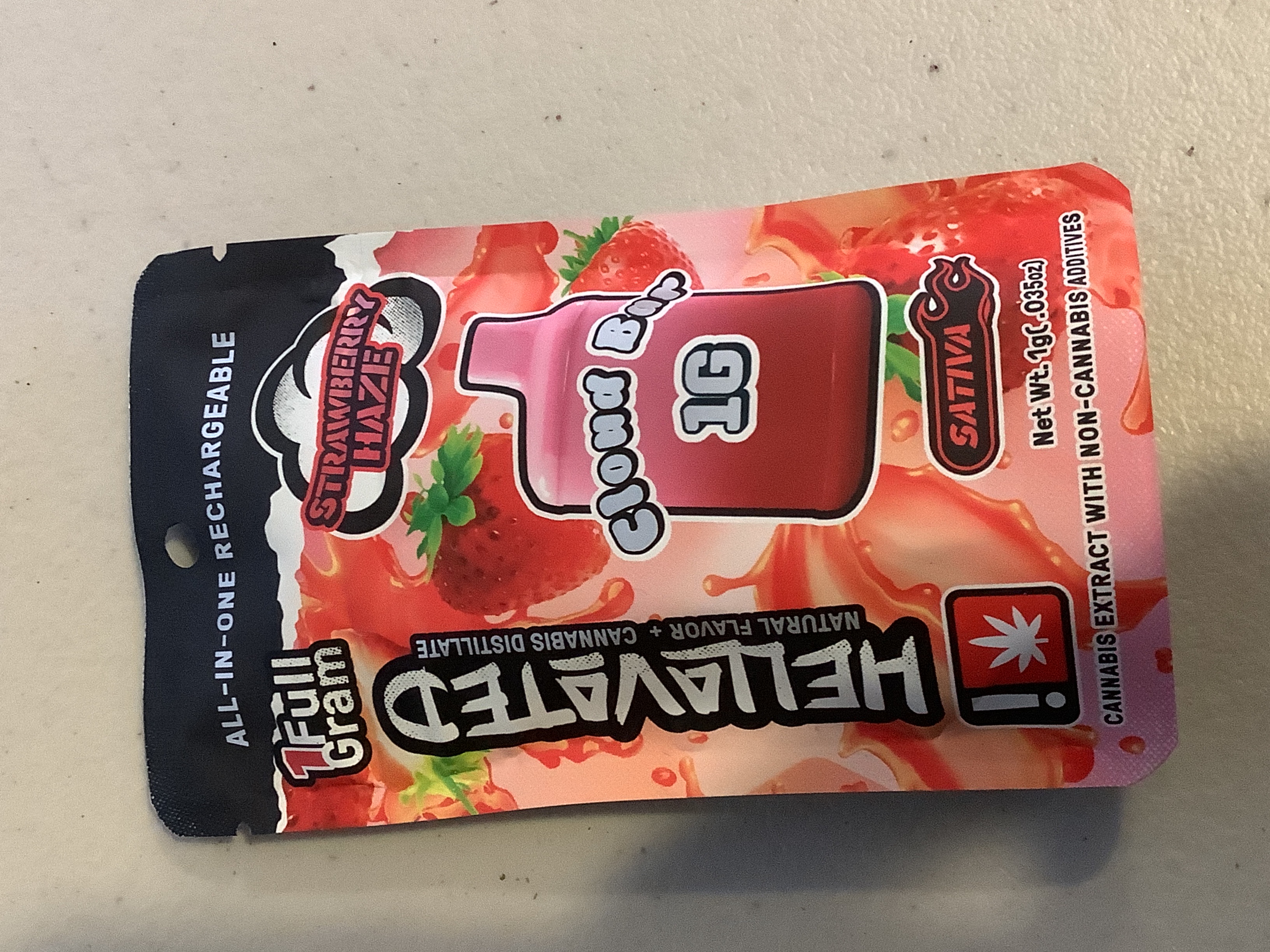 Photograph of product: Hellavated | STRAWBERRY HAZE Disposable Distillate Cartridge | 1g