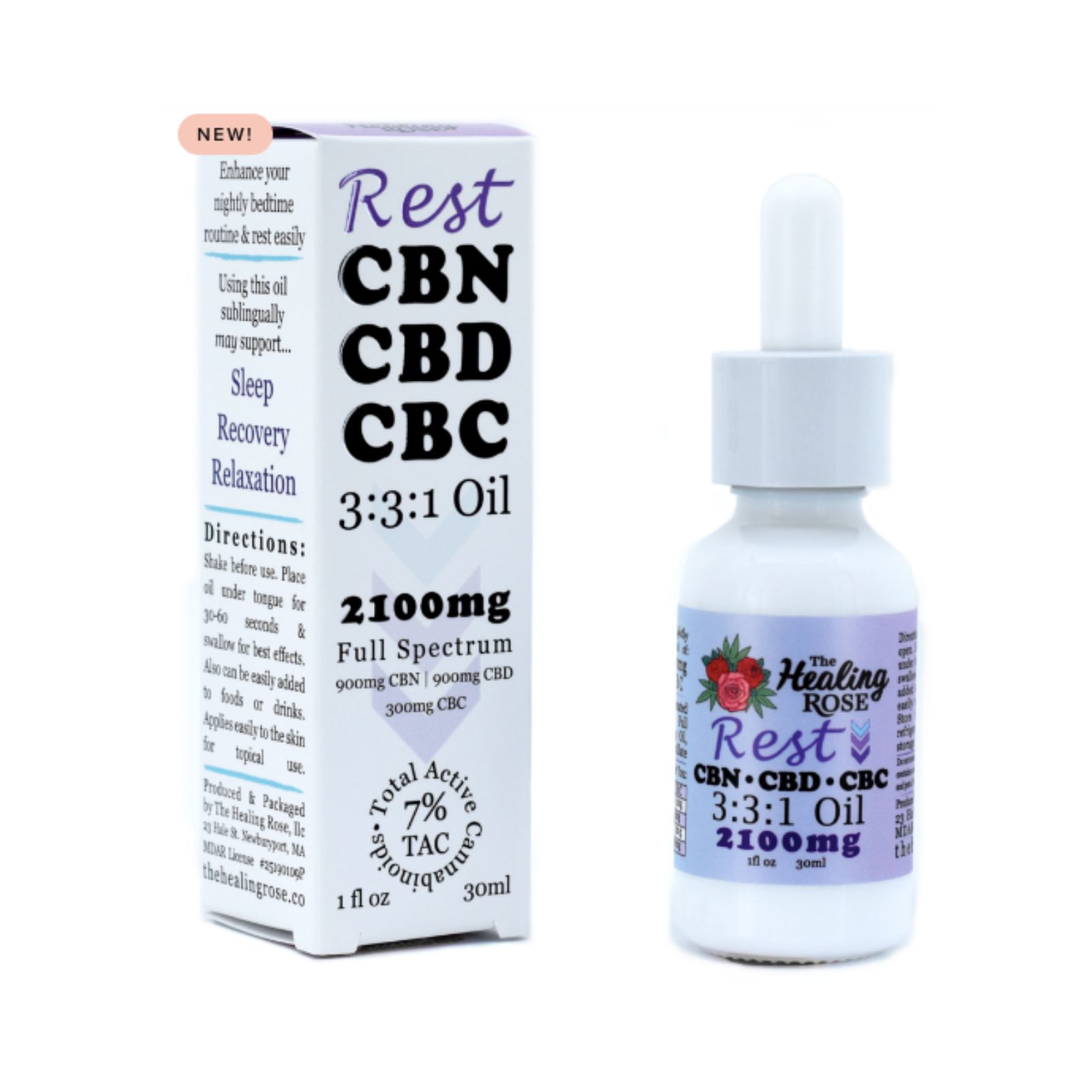 Photograph of product: Rest Oil CBN CBD CBC 3:3:1 (900mg CBD Tincture)