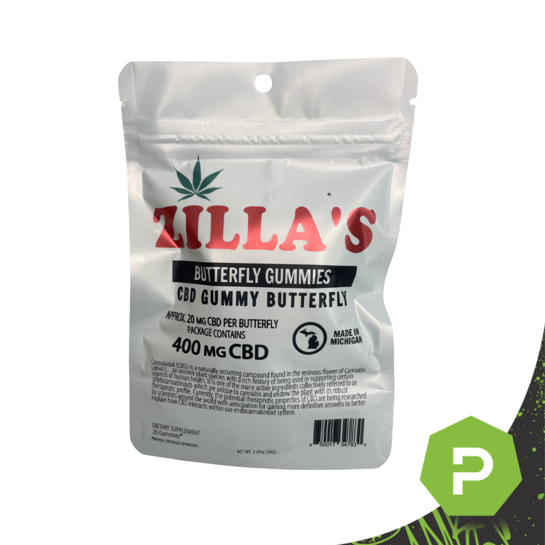 Photograph of product: Zilla's | 400mg CBD Gummy Butterfly