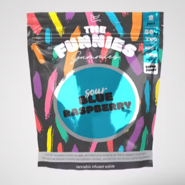 Photograph of product: The Funnies | Sour Blue Raspberry Super Funny 2Pk 100mg - Hybrid (Macro Dose)