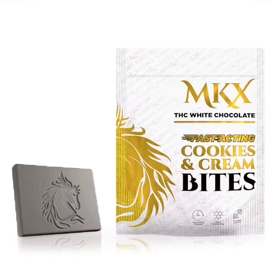 Photograph of product: MKX Fast-Acting White Chocolate Cookies & Cream Bites 200mg Rec