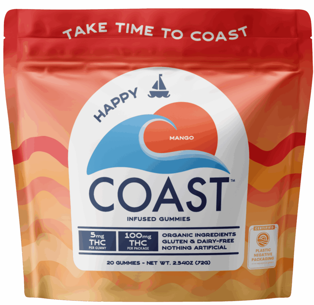 Photograph of product: Mango Gummies (H) (HAPPY) 100 MG - Coast Oui'd