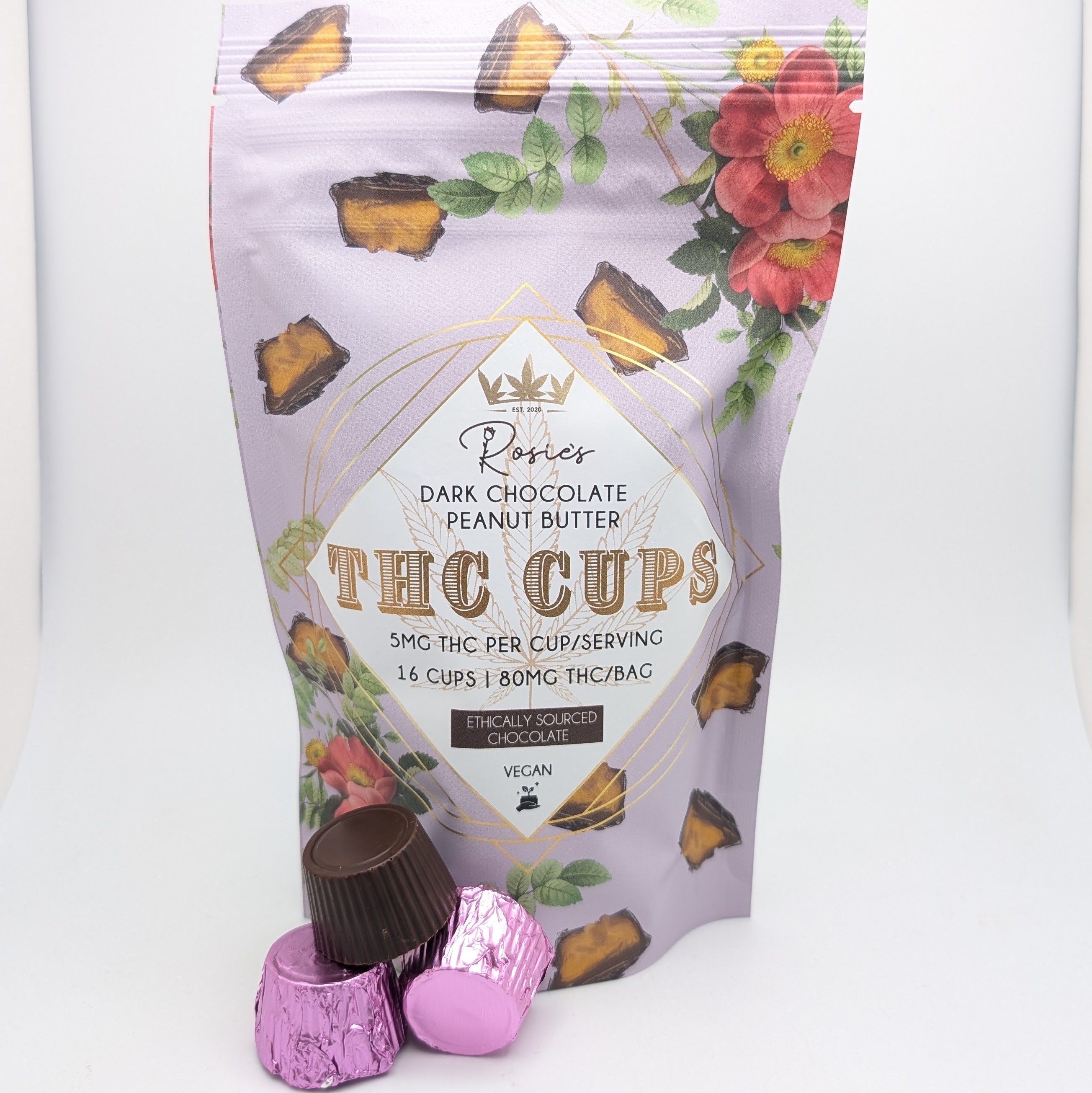 Photograph of Product: Dark Chocolate Peanut Butter Cups 16pk 80mg