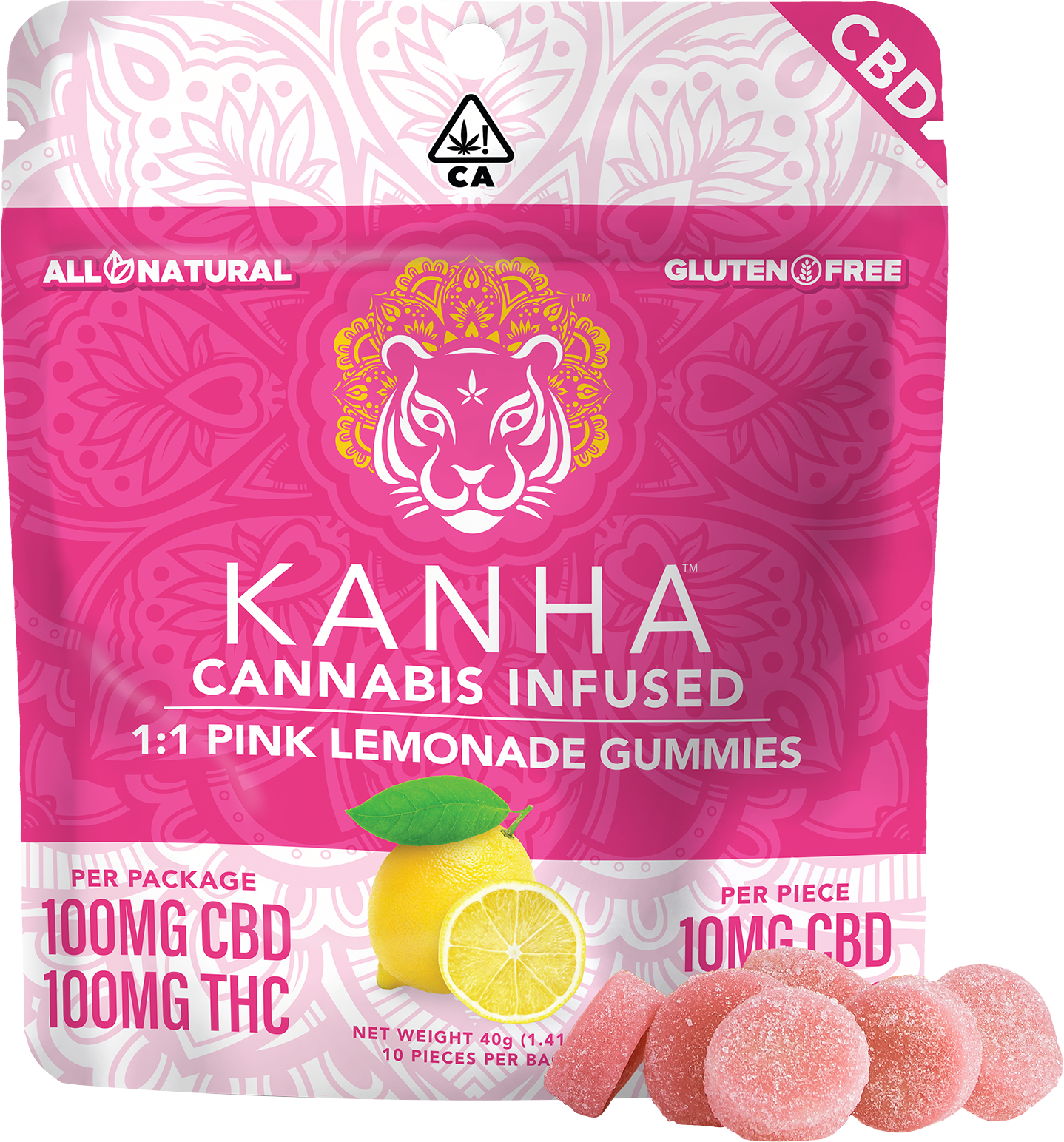 Photograph of product: 1:1 Pink Lemonade Gummies 10-pack | 100mg
