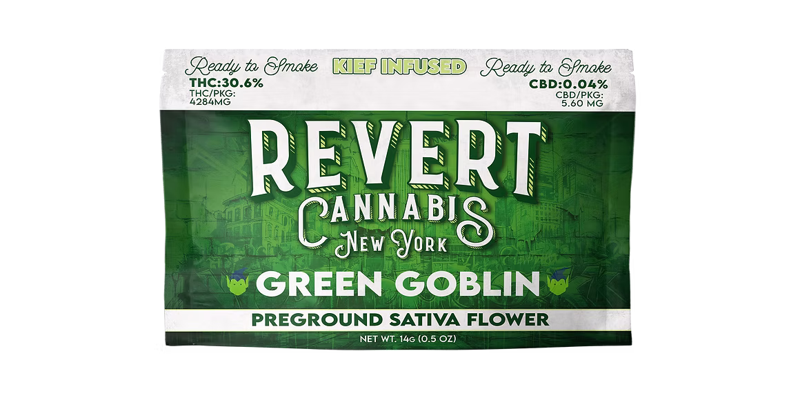 Photograph of product: Revert Oui'd | Green Goblin | Kief-Infused Ground Flower | 14g