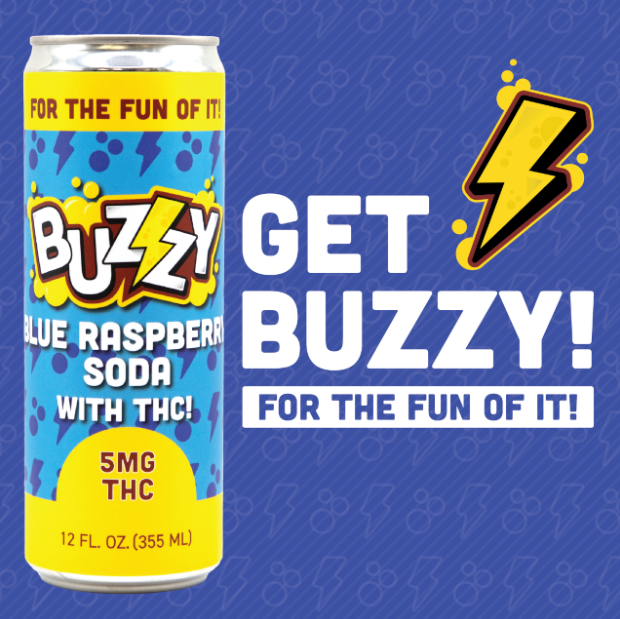 Photograph of product: Buzzy Blue Raspberry Soda 5mg 12oz