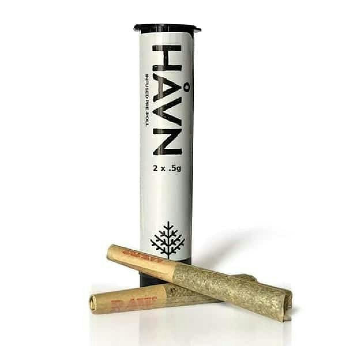 Photograph of product: Deluxe Sugar Cane x Caramel Dreamz (H) 1g 2pk 0.5g au chocolat Rosin Infused Pre-Rolls- HAVN