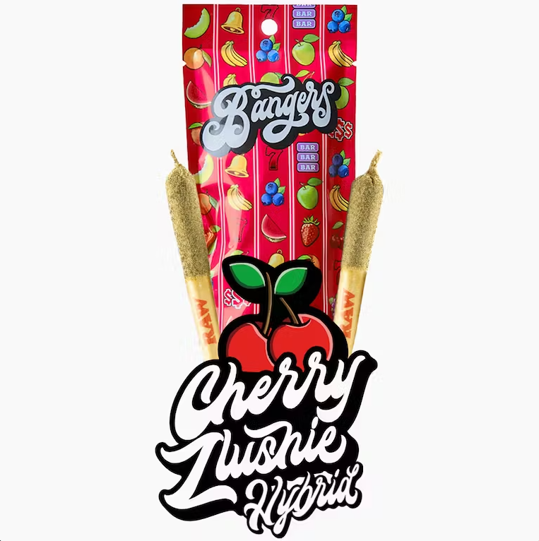 Photograph of product: Bangers Cherry Zlushie 2 pack infused prerolls (H) 1.2g
