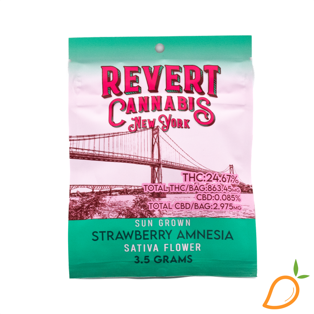 Photograph of product: 3.5g Strawberry Amnesia Prepackaged Flower Revert