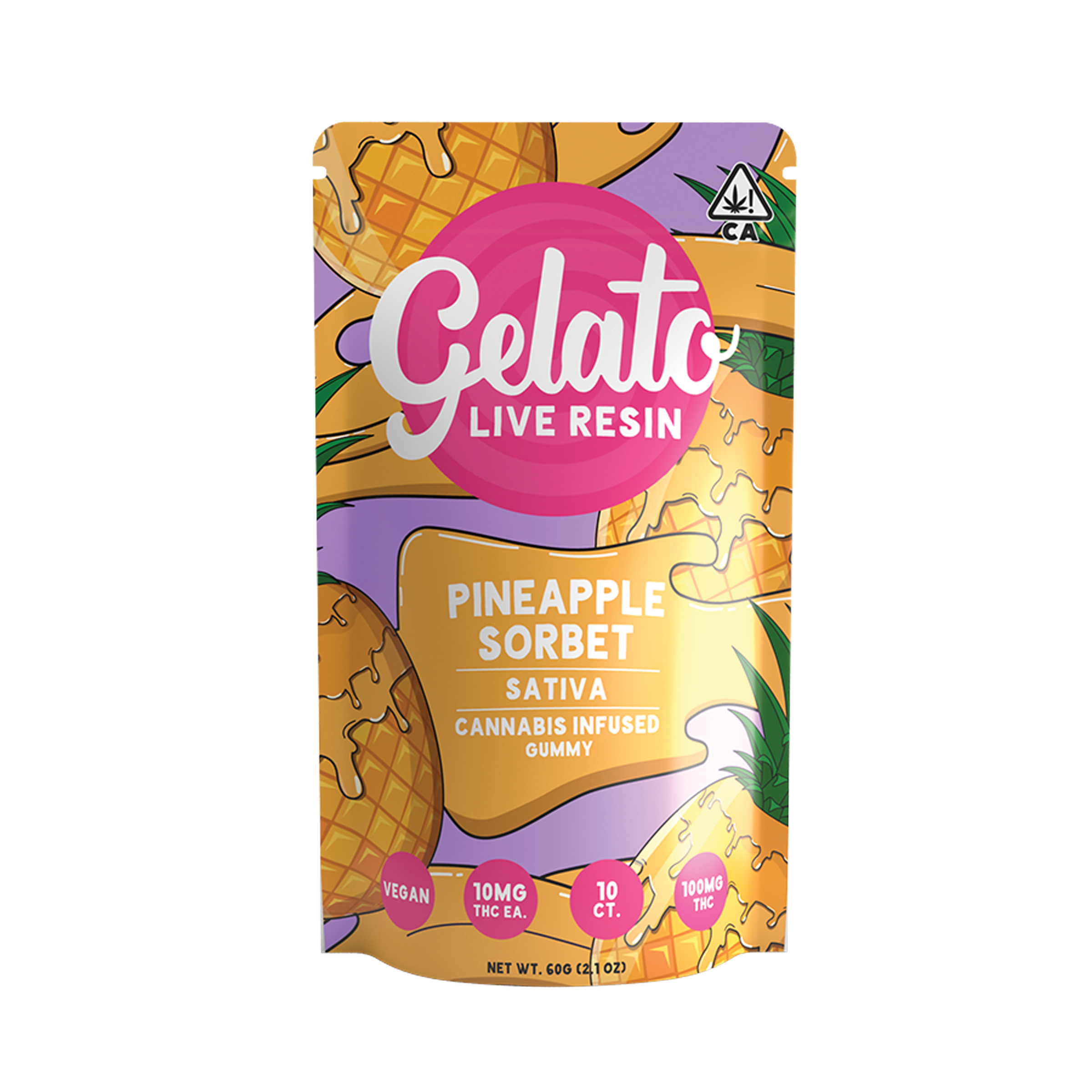 Photograph of product: Gelato | Live Resin Pineapple Sorbet Gummies 100mg