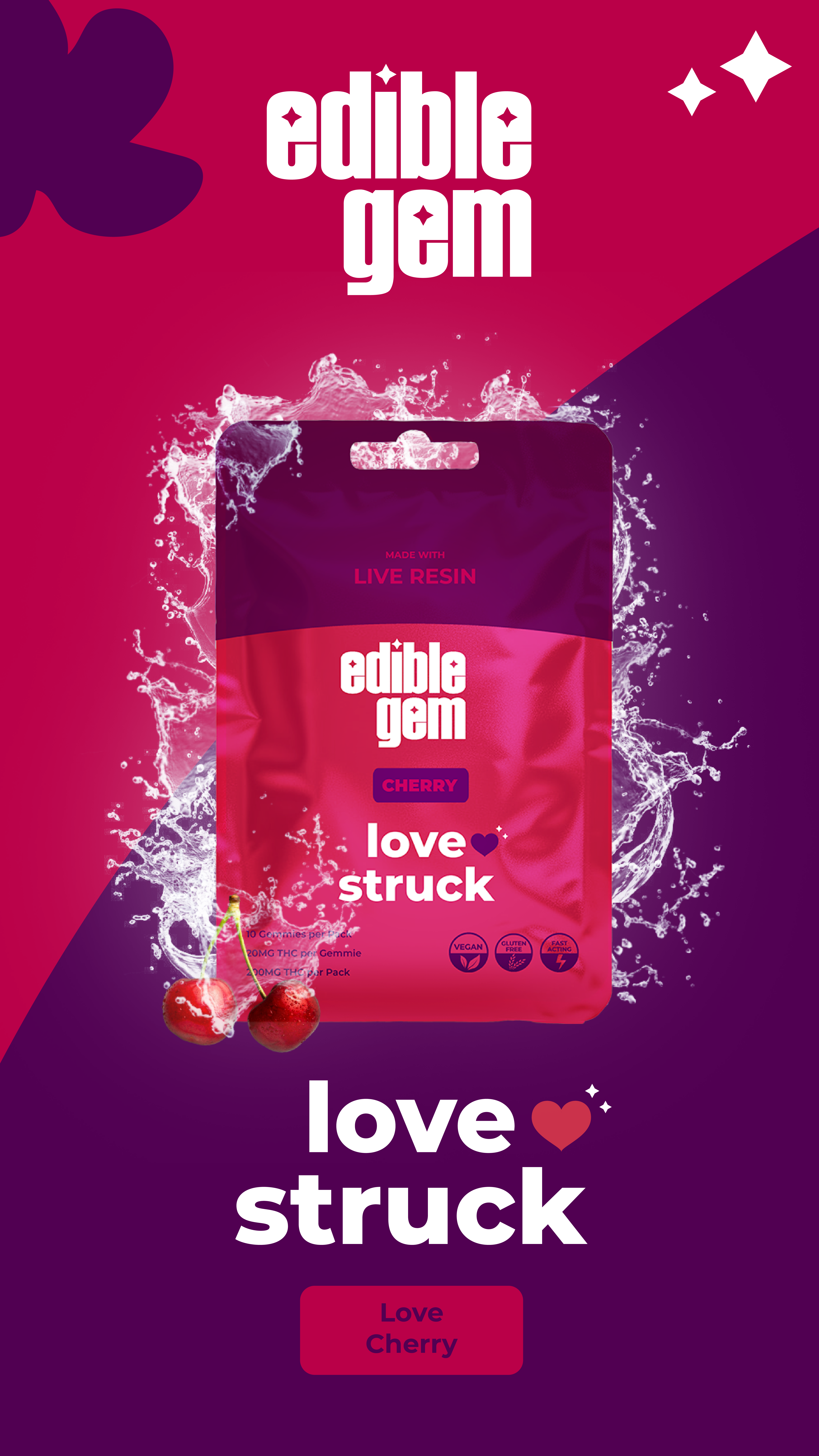 Photograph of Product: Edible Gems | Gummies | Cherry | Indica | 200mg