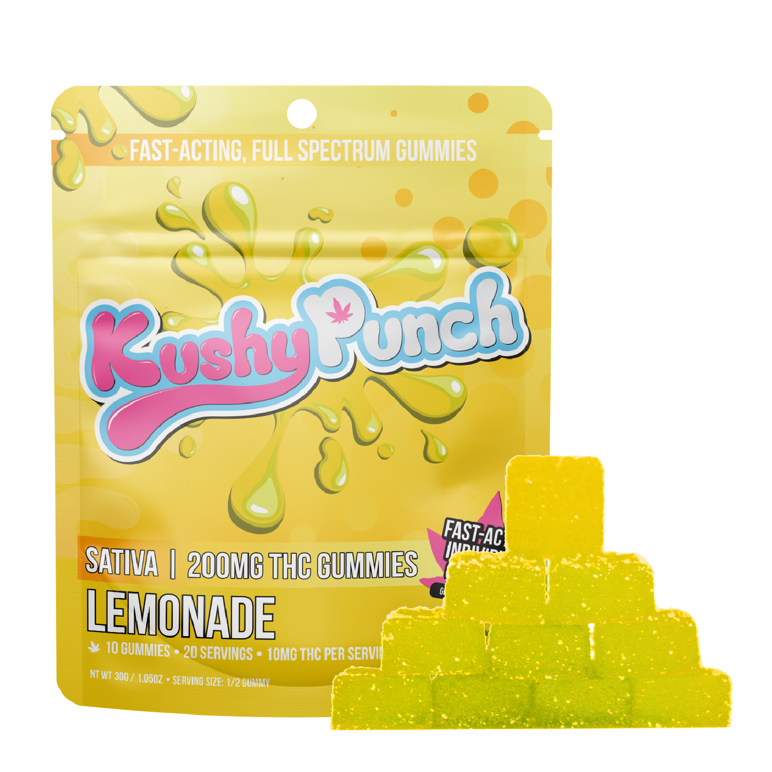 Photograph of product: Kushy Punch Oui'd Lemonade Individual Gummies 200mg Rec