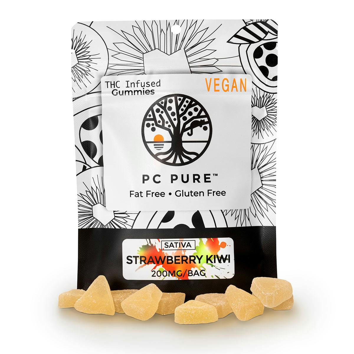 Photograph of product: PC Pure | 200mg | Gummies | Strawberry Kiwi