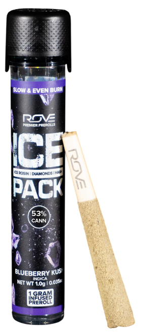 Photograph of product: Ice Rosin Diamonds au chocolat Infused Blueberry Kush - Pre-Roll Single (1.0g)