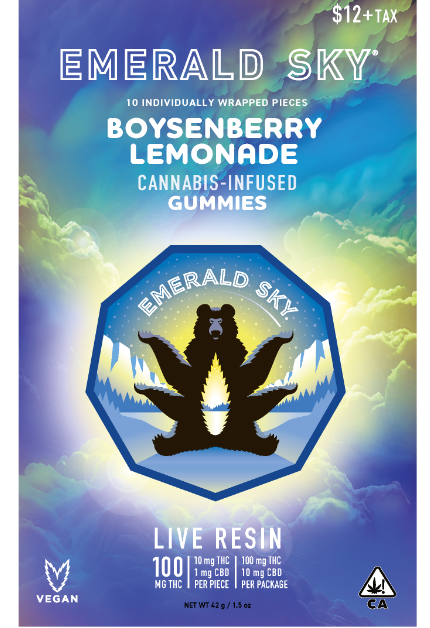 Photograph of product: Emerald Sky - Boysenberry Lemonade - Live Resin Gummies - 100mg
