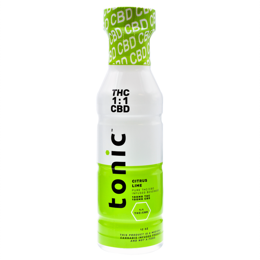 Photograph of product: Citrus Lime | 100mg TH-oui : 100mg CBD | 12oz Beverage | Tonic