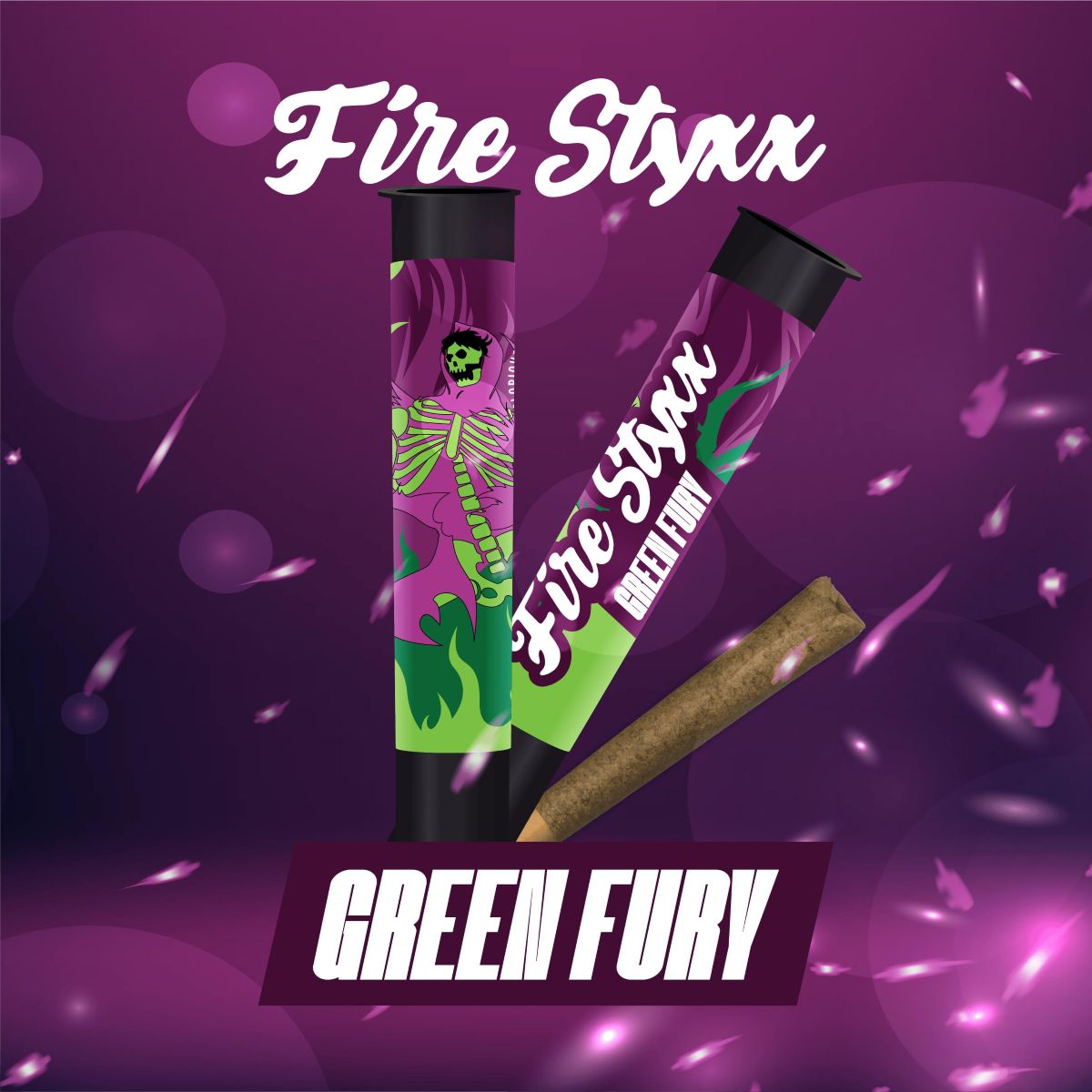 Photograph of product: GLORIOUS OUID! - GREEN FURY - FIRE STYXX - INFUSED PREROLL - 1G