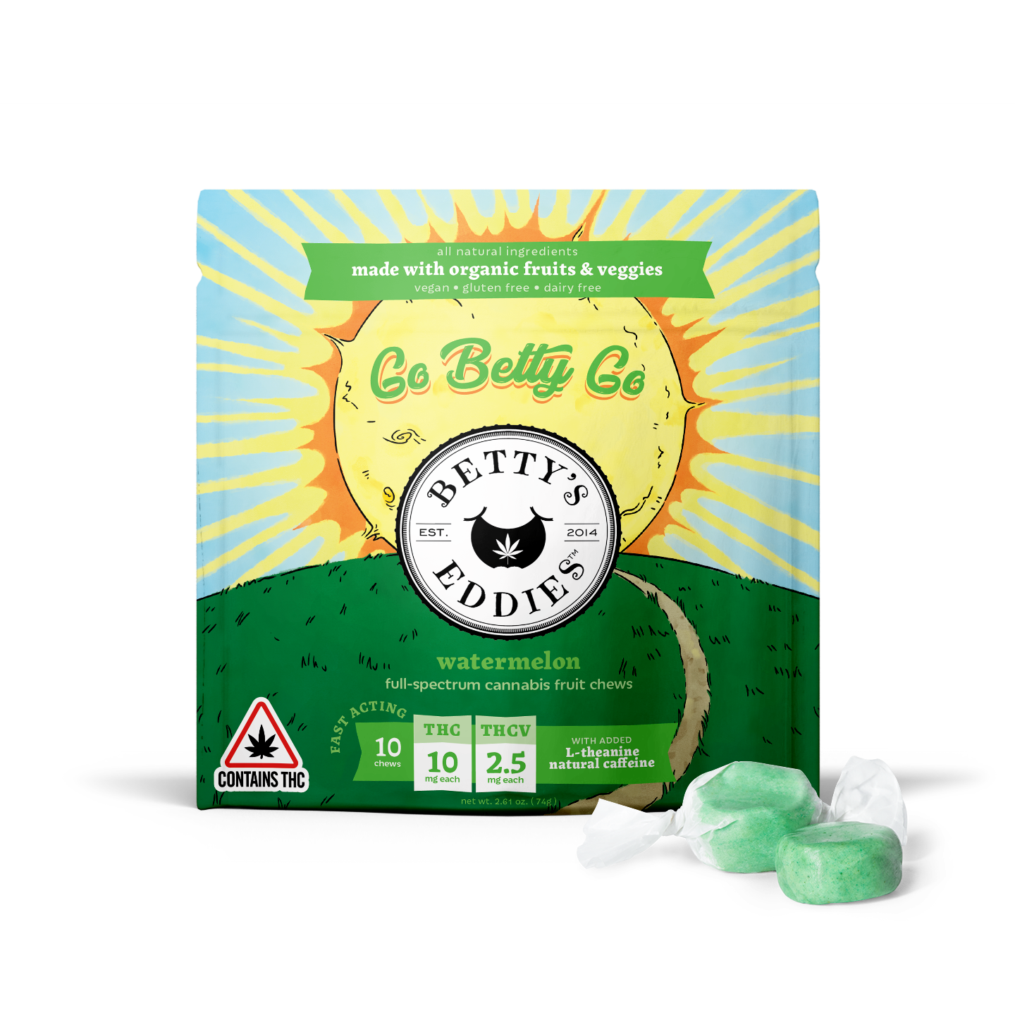 Photograph of product: Go Betty Go - Watermelon Chews - 100mg/10pk