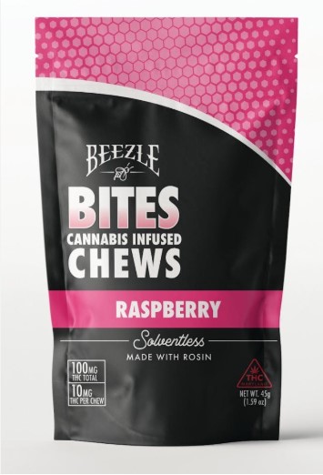 Photograph of product: Beezle 10mg Raspberry Solventless Rosin Chews - 100mg