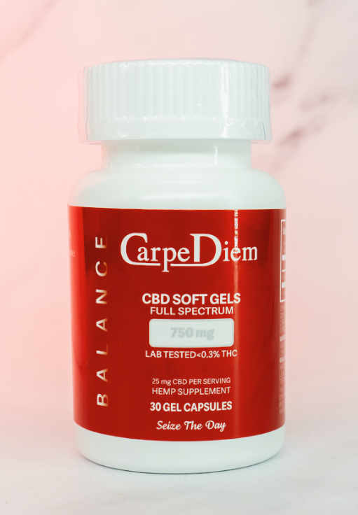 Photograph of product: Carpe Diem CBD Gel Caps 25mg CBD
